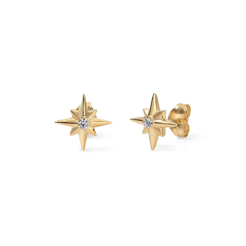 Gold and Diamond North Star Studs