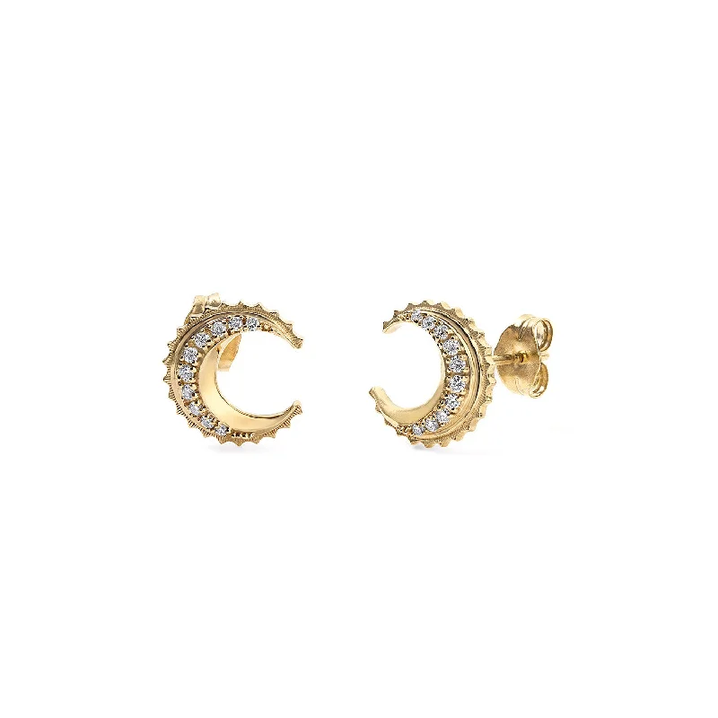 Gold and Diamond Radiant Moon Studs