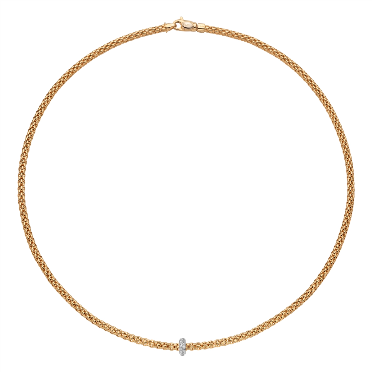 Fope 18K Yellow and White Gold Prima Collection Necklace with Diamond Rondel, 17 inch