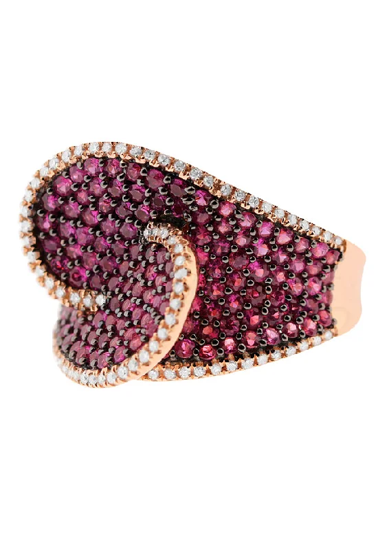 Ruby Royal 14K Rose Gold Pave Ruby Cocktail Ring, 2.64 TCW