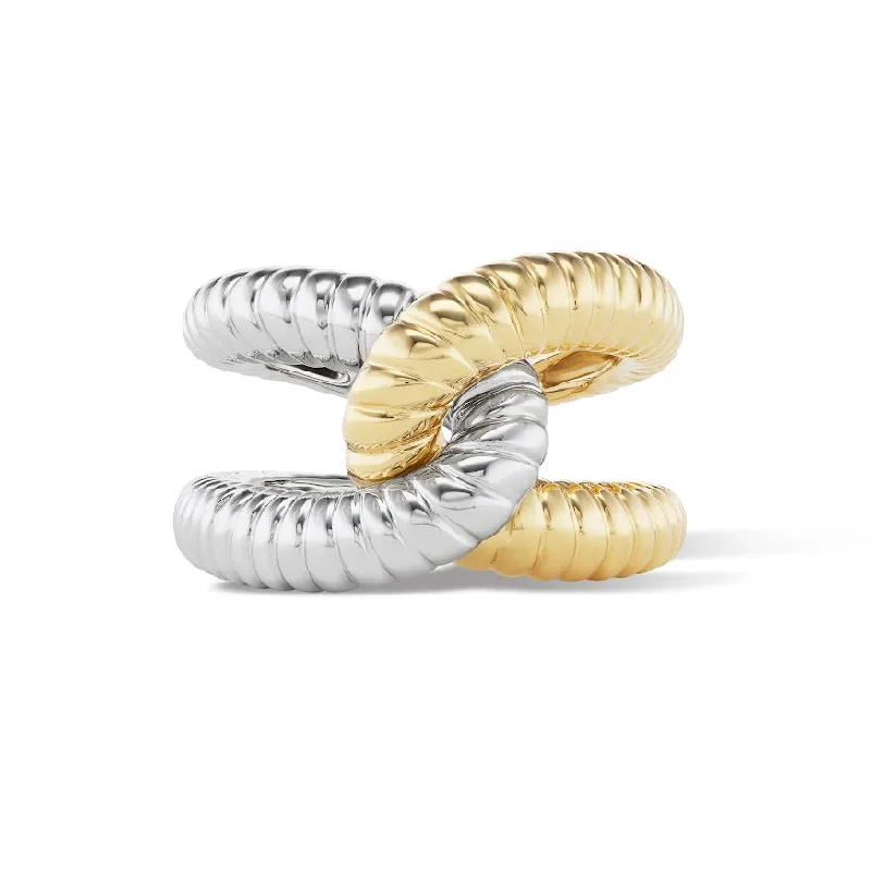 Gold Ridged Intertwin Ring