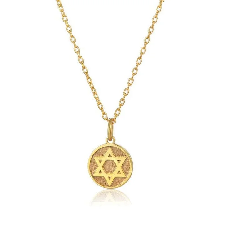 Star of David Disc Gold Plated Necklace