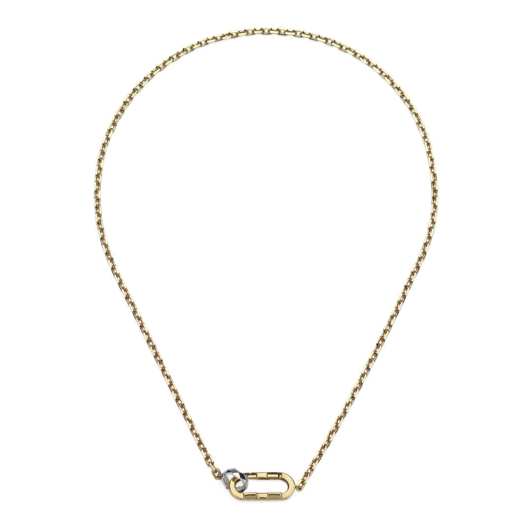 Gucci 18K Yellow and White Gold Link Pendant Necklace