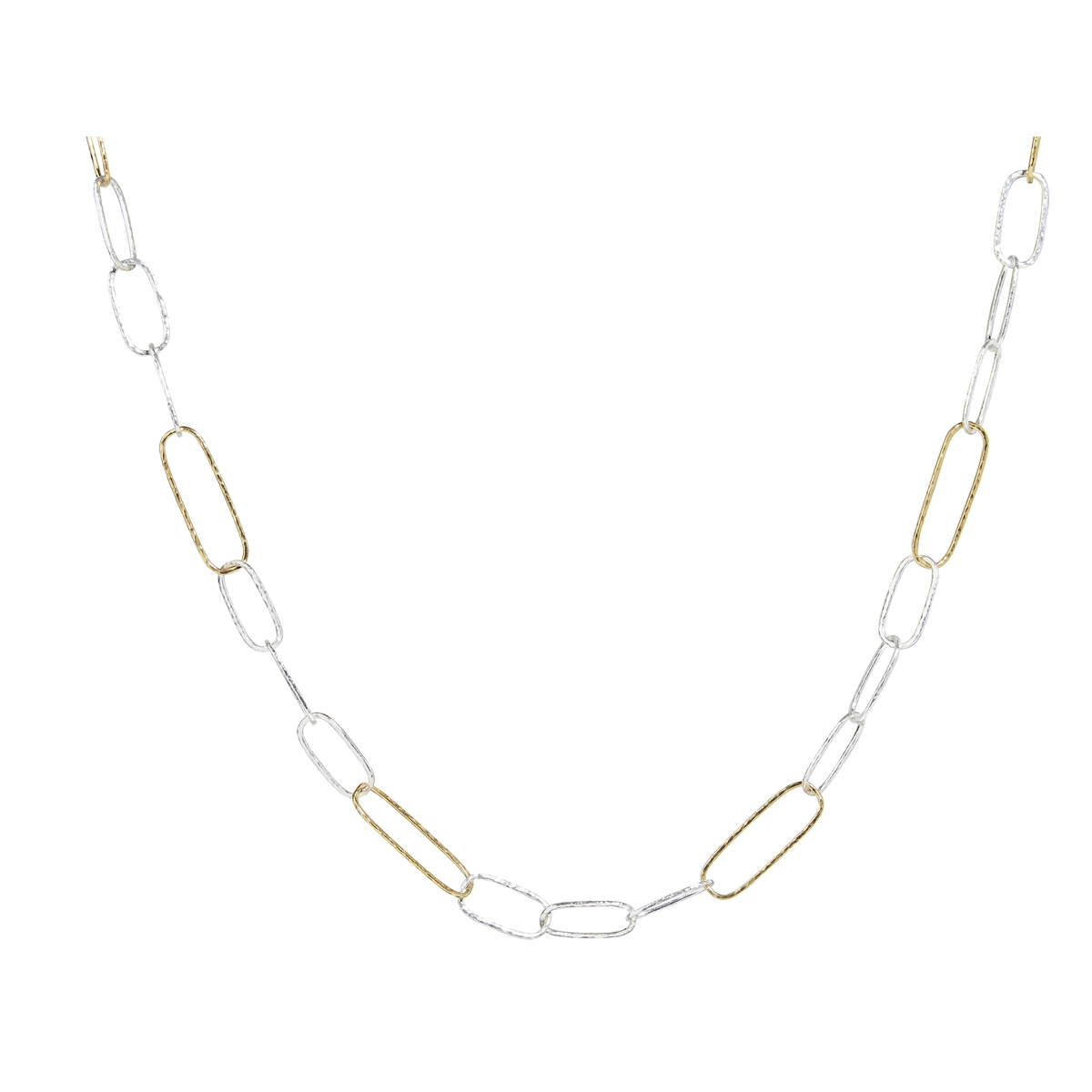 Gurhan Geo Sterling Silver & Yellow Gold Plated Oval Link Necklace 36in