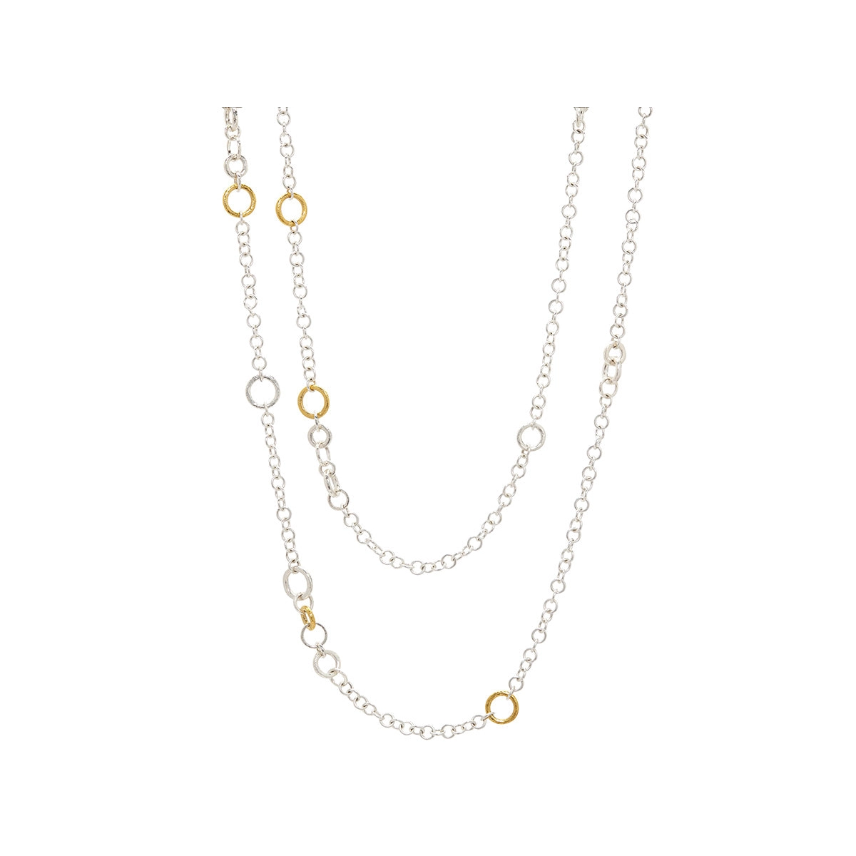 Gurhan Hoopla Mixed Link Necklace in Sterling Plated with 24K Gold