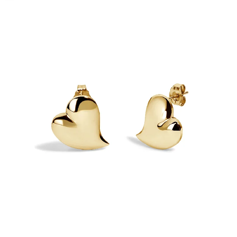 Heartfelt Gold Small Puffy Heart Studs