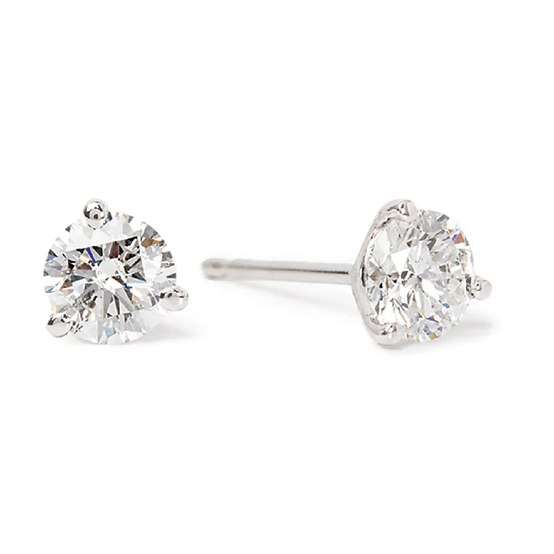 Hearts On Fire 1/2ctw Round Solitaire/Stud Diamond Earrings in 18K White Gold (0.54ctw)