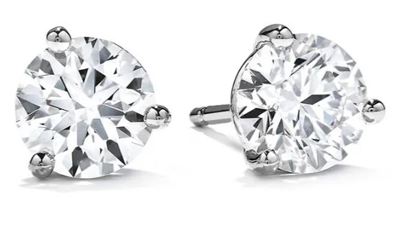 Hearts On Fire Round Solitaire/Stud Diamond Earrings in 18K White Gold (.25ctw)