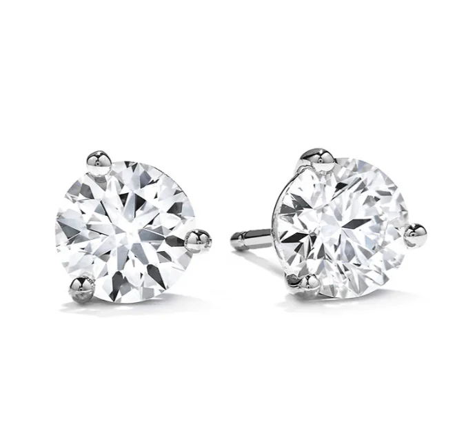 Hearts On Fire Round Solitaire/Stud Diamond Earrings in 18K White Gold (.50ctw)