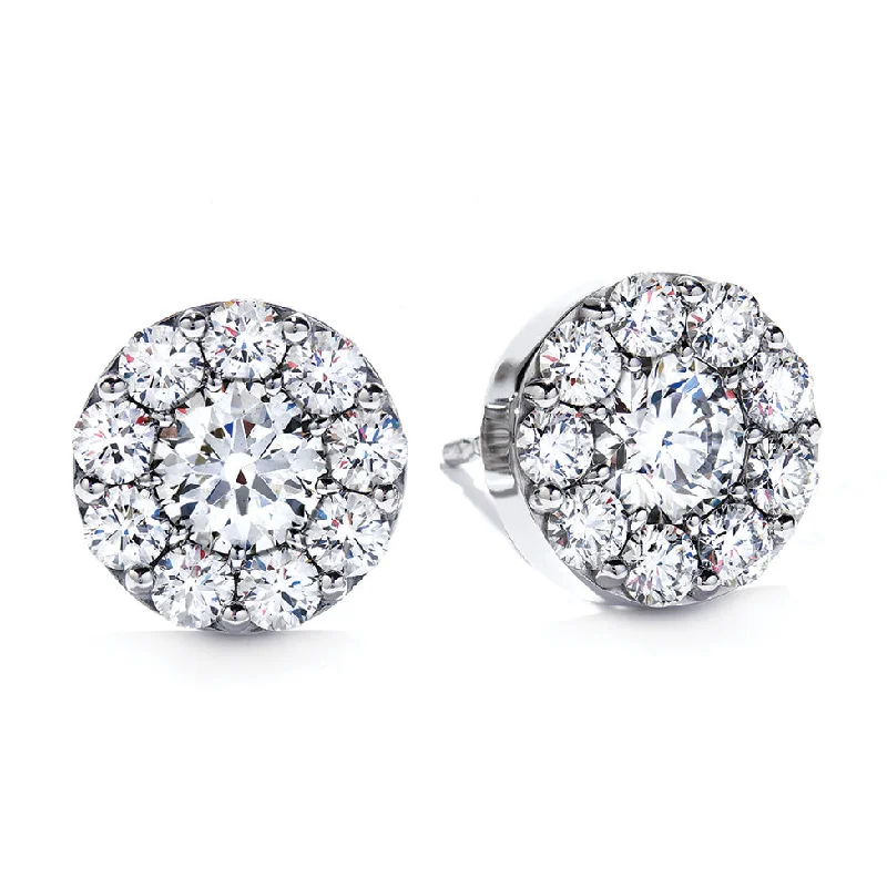 Hearts On Fire Round Solitaire/Stud Diamond Earrings in 18K White Gold (.50ctw)