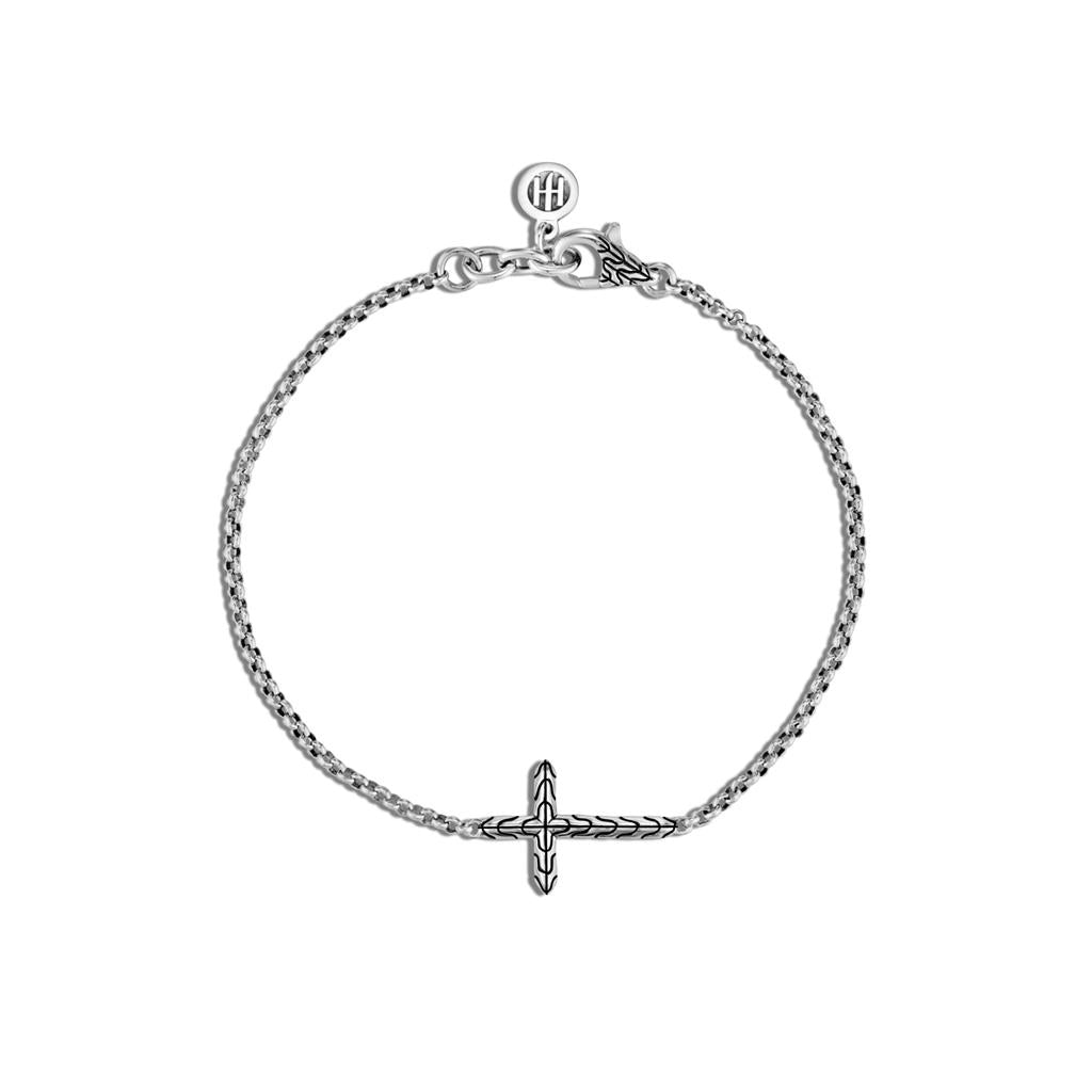 John Hardy Classic Chain Silver Mini Rolo Chain Cross Bracelet