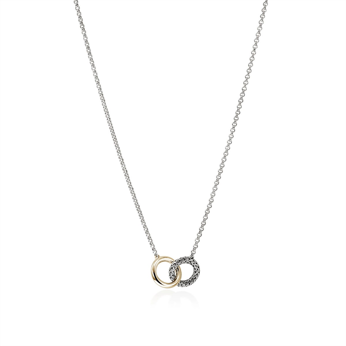 John Hardy Essentials Silver and 14K Gold 2mm Linked Pendant Necklace