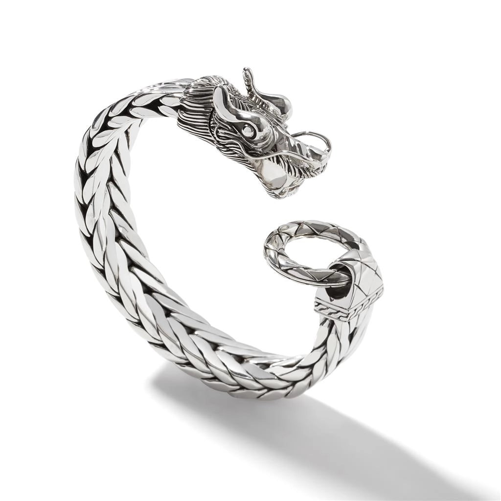 John Hardy Men's Legends Naga Silver Dragon Head Bracelet, Size M