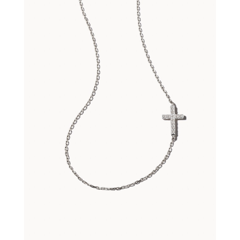 Kendra Scott 14K White Gold Sideways Diamond Cross Necklace