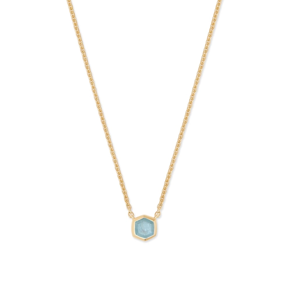 Kendra Scott 18K Yellow Gold Vermeil Davie Pendant Necklace in Aquamarine