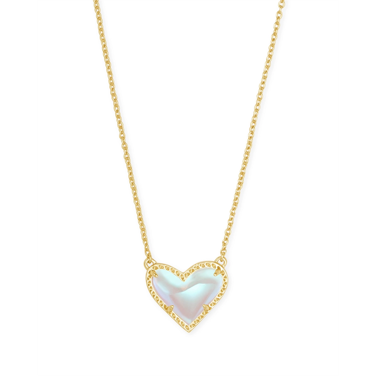 Kendra Scott Ari Heart Short Pendant Necklace in Gold with Dichroic Glass