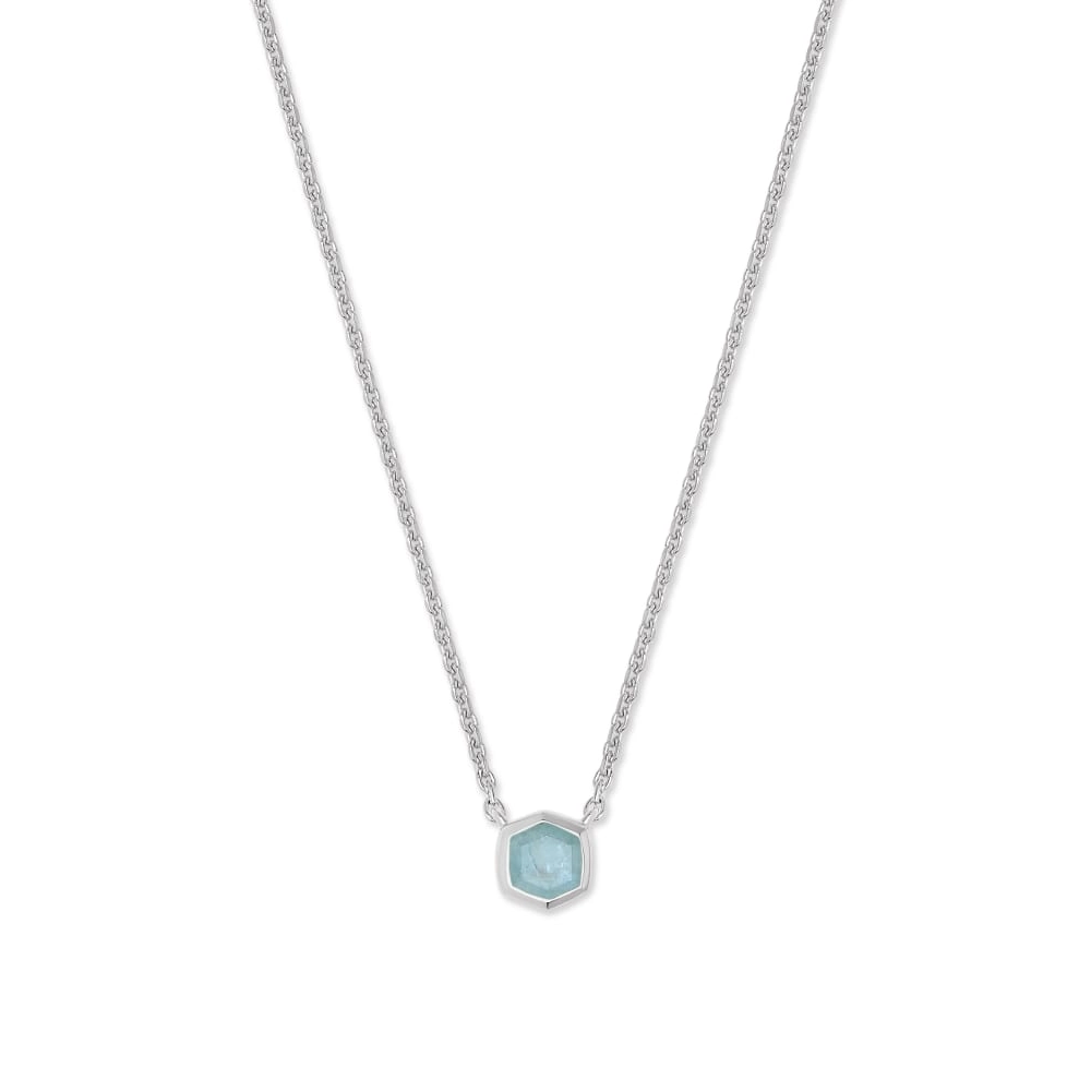 Kendra Scott Sterling Silver Davie Pendant Necklace in Aquamarine