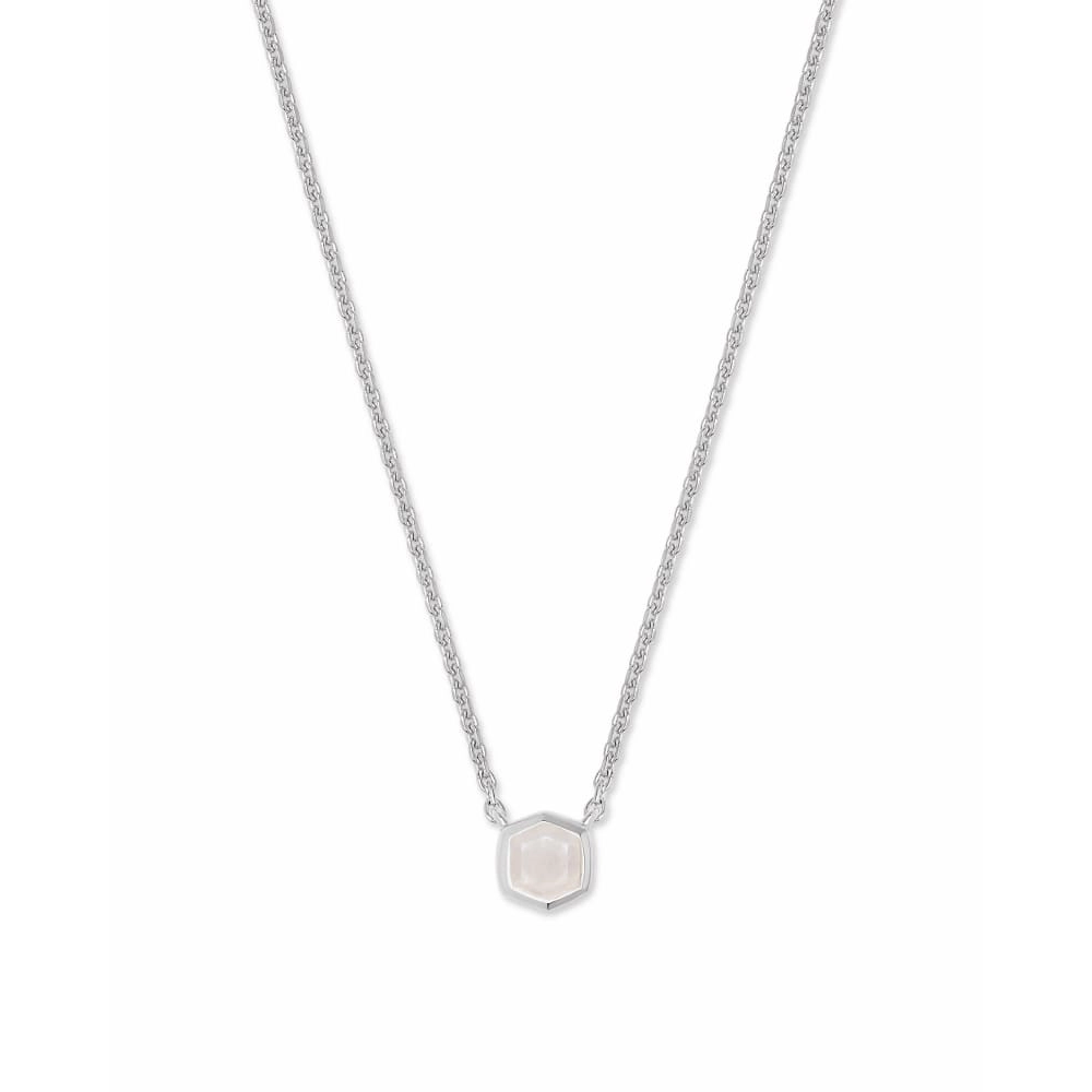 Kendra Scott Sterling Silver Davie Pendant Necklace in Rainbow Moonstone