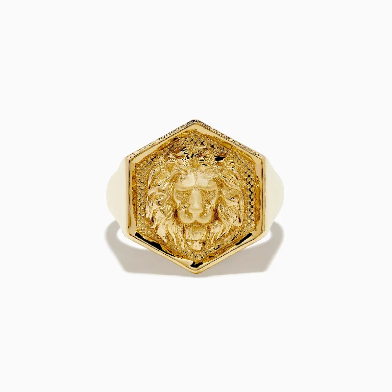 Men's 14K Yellow Gold Lion Signet Ring