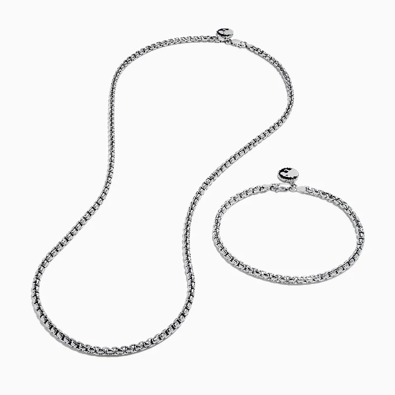 Men's 925 Sterling Silver Minimalist Necklace and Bracelet Set