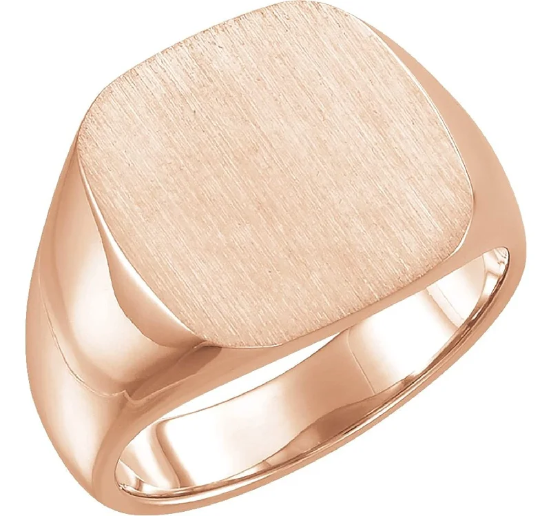 Men's Closed Back Signet Ring, 10k Rose Gold (16mm) Size 11