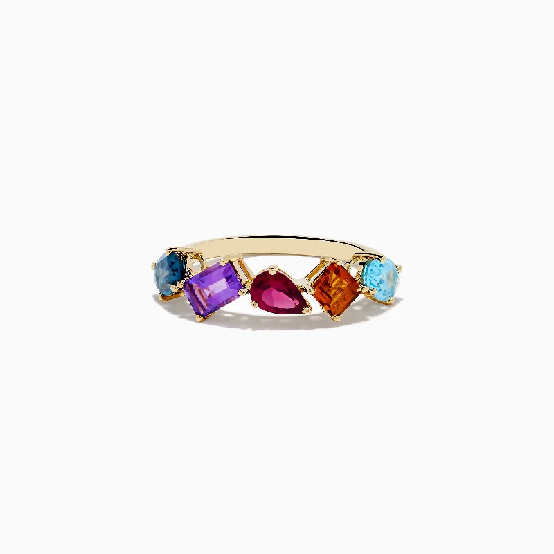 Mosaic 14K Yellow Gold Multi Gemstone Ring