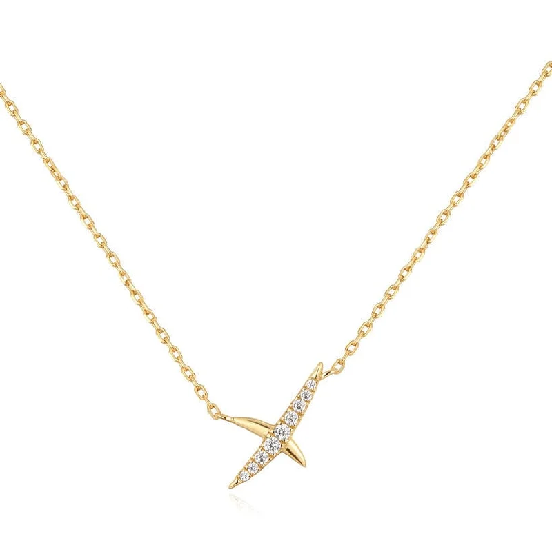 Gold Kiss Pave Necklace