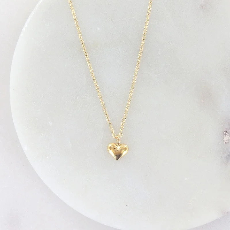 Puffy Heart Necklace in Gold Vermeil