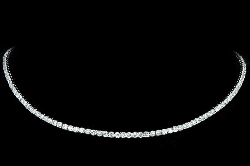 New 14K White Gold 8.89 Carat Round Brilliant Diamond Tennis Choker Necklace