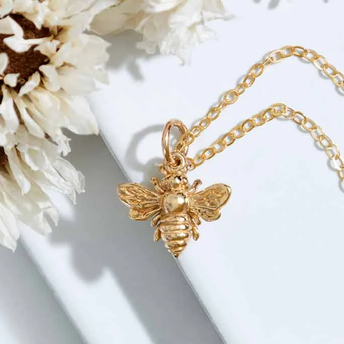 Bronze Bee Pendant Necklace