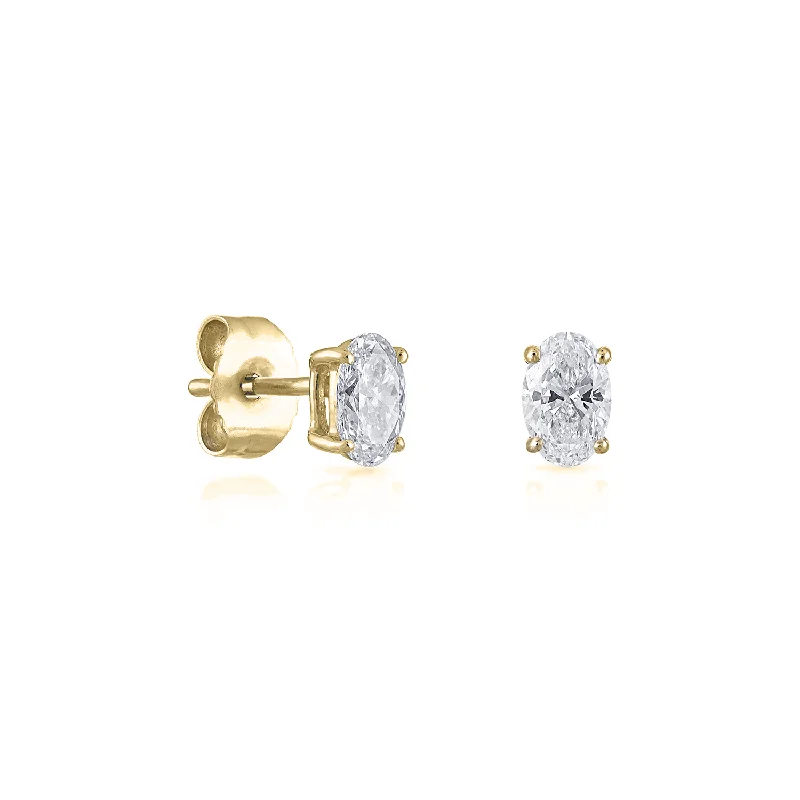 Oval Diamond Stud Earrings