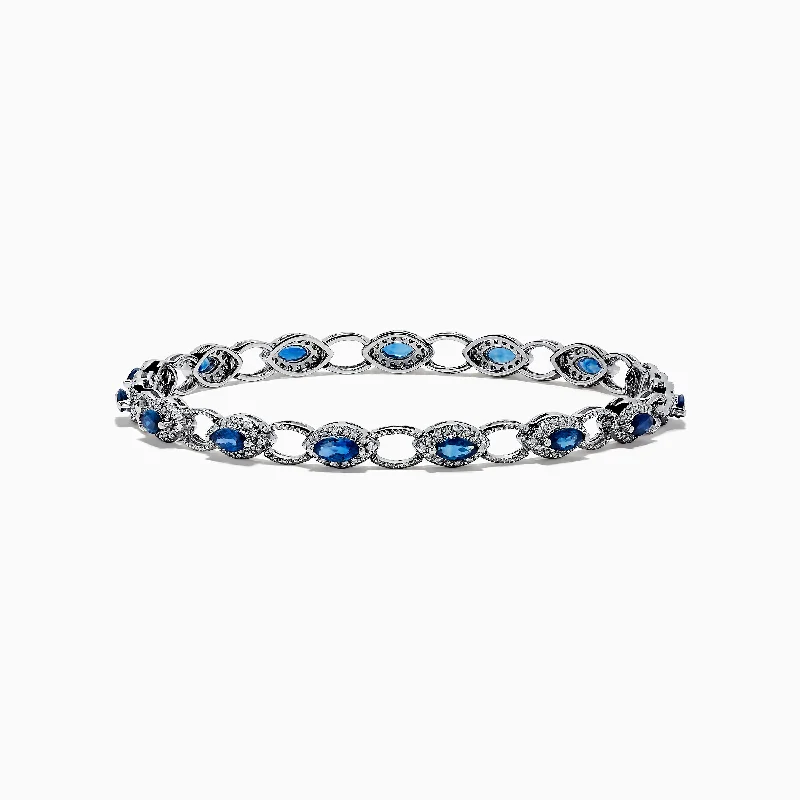 Royale Bleu 925 Silver Sapphire and Diamond Bracelet