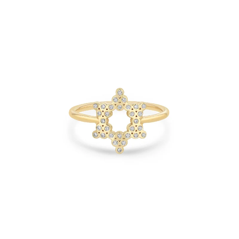 Small Gold Open Star of David Ring