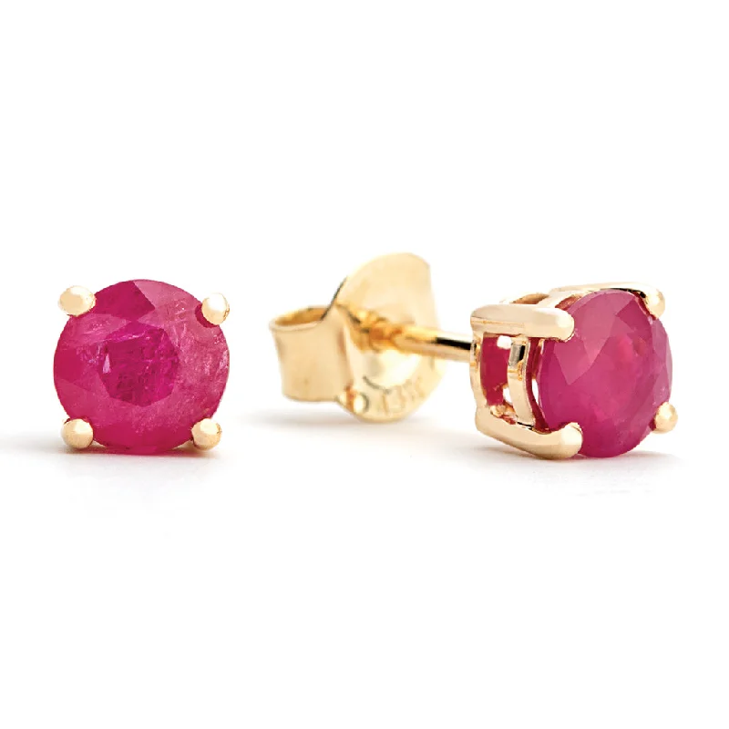 Round Rubies Solitaire/Stud Earrings in 14K Yellow Gold (1.00ctw)