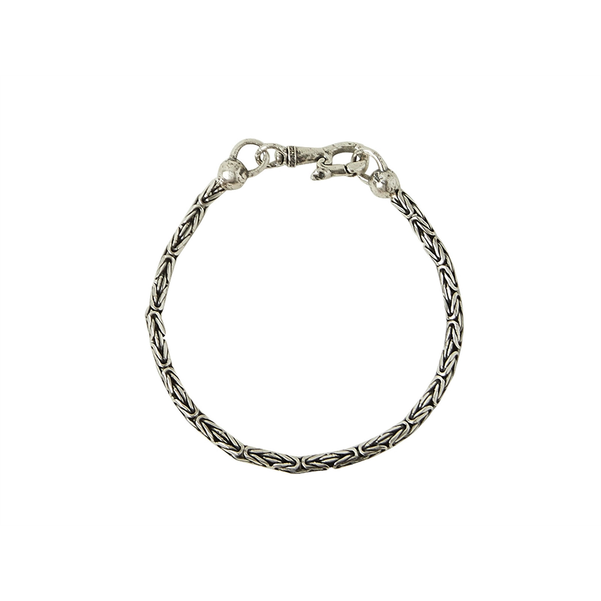 Sterling Silver Woven Chain Bracelet with Skull Clasp