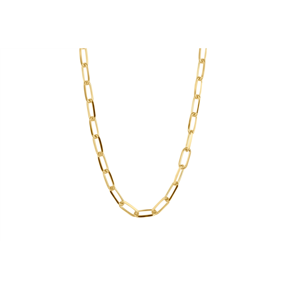 Sterling Silver & Yellow Gold Plated 2.20mm Paper Clip Necklace 24 inch