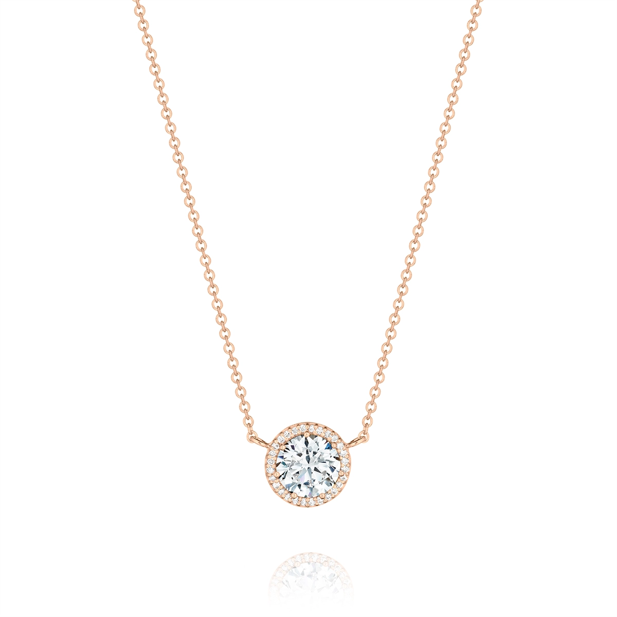 Tacori 14K Rose Gold Classic Diamond Bloom Pendant Mount Necklace, 6.5mm