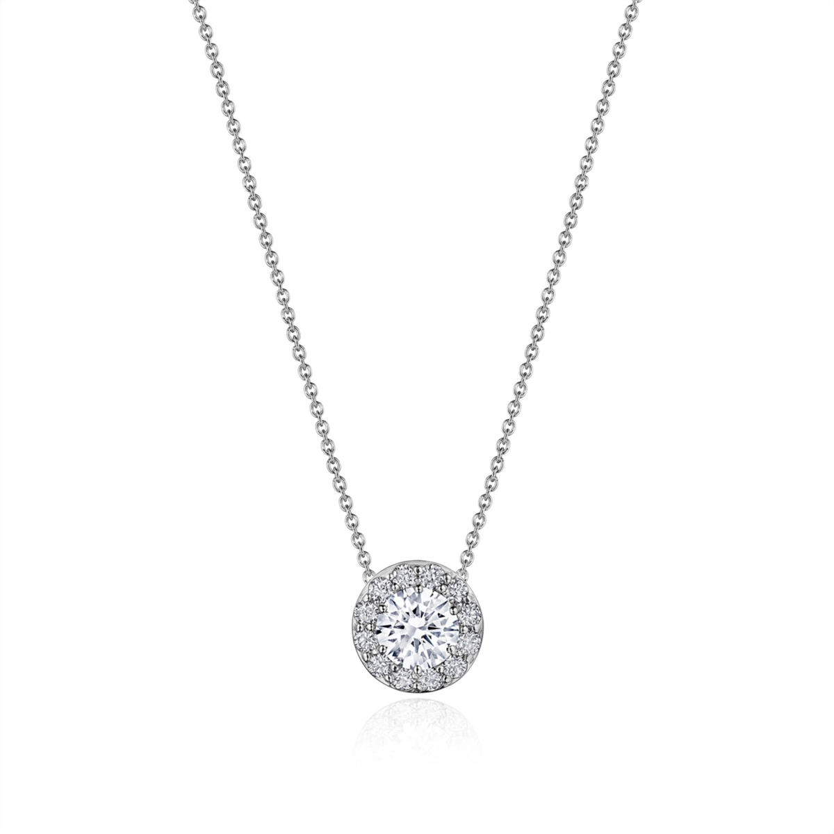 Tacori 14K White Gold Brillant Bloom Diamond Pendant Mount Necklace, 6mm