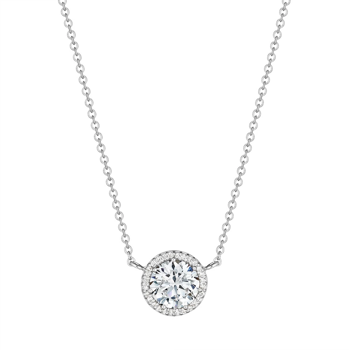 Tacori 14K White Gold Classic Round Diamond Bloom Pendant Mount Necklace for 8.5mm