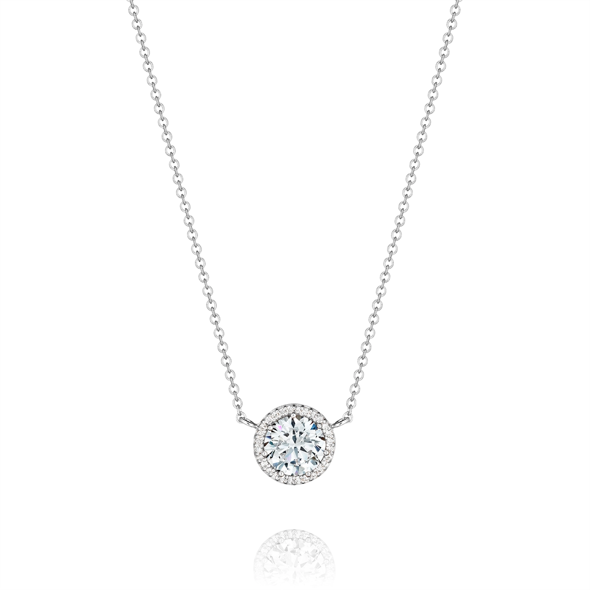 Tacori 14K White Gold Diamond Pendant Mount Necklace, 16 inch, 7.0mm