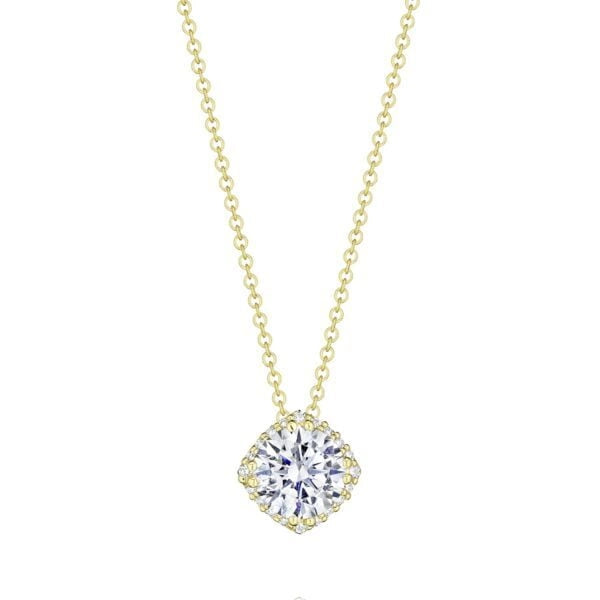 Tacori 14K Yellow Gold Dantela Diamond Bloom Pendant Mount Necklace, 6.5mm