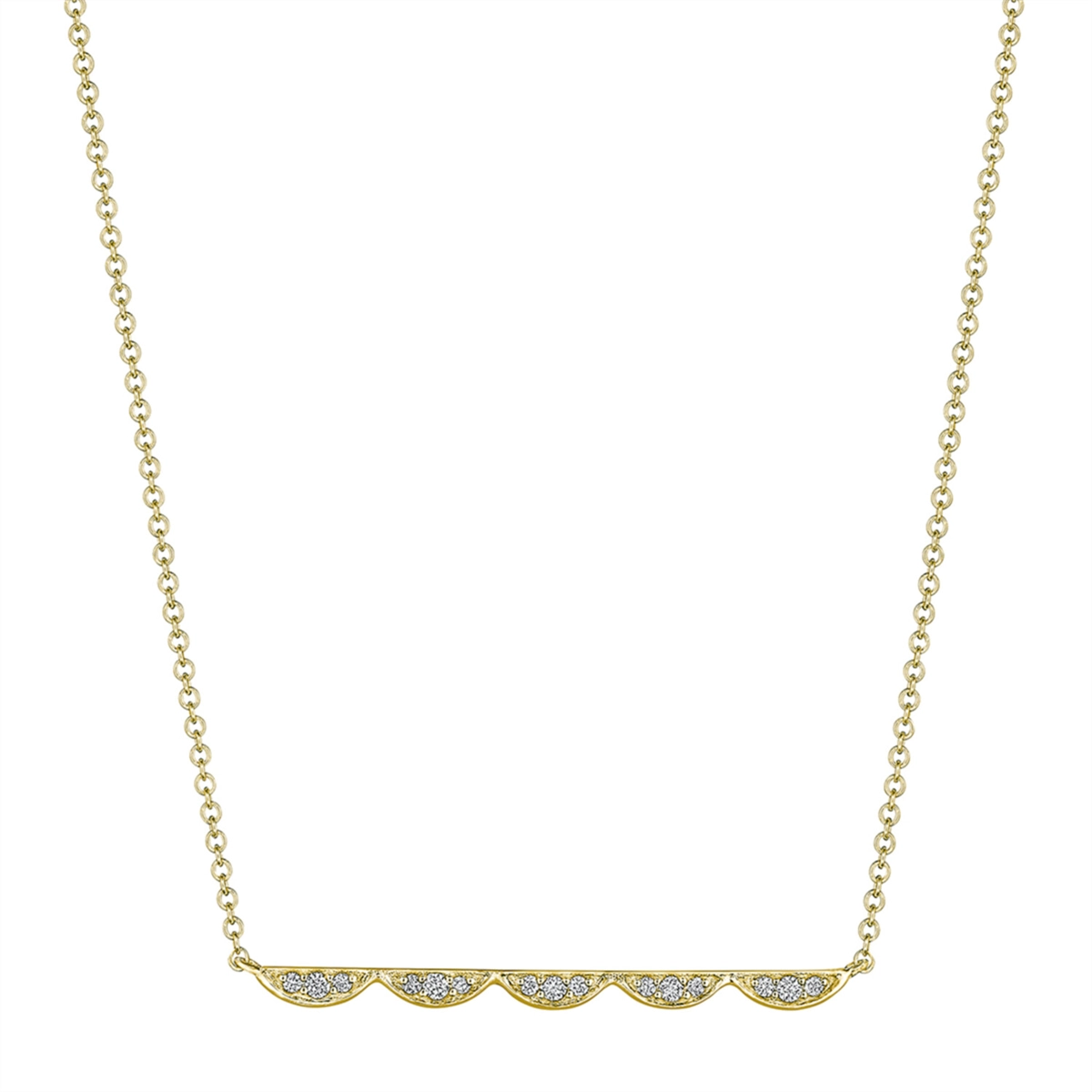 Tacori Crescent Bar 14K Yellow Gold Five Crescent Diamond Necklace