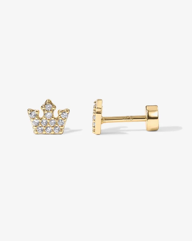 Tiny Crown Screw Back Studs