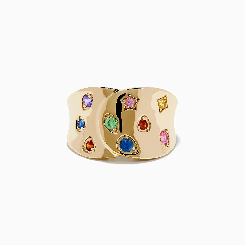 Watercolors 14K Yellow Gold Multi Color Sapphire Ring