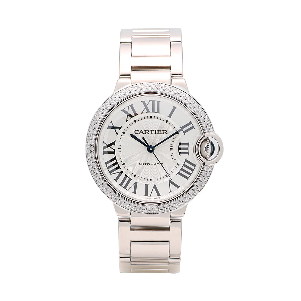 Cartier Ballon Bleu 18K White Gold Diamonds 36.5mm Automatic (Preowned)