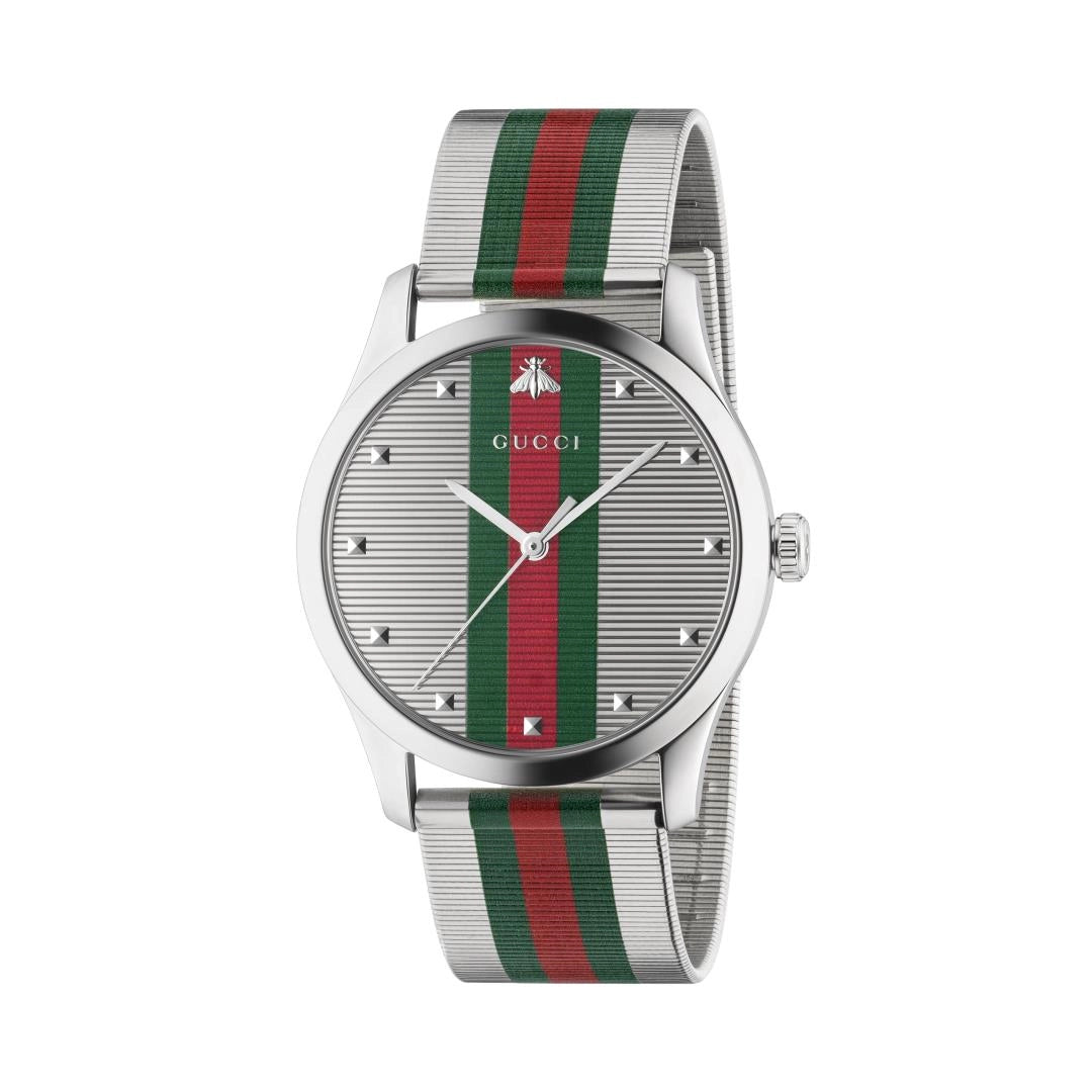 Gucci G-Timeless Watch Stainless Steel Green/Red Stripe 42mm Quartz