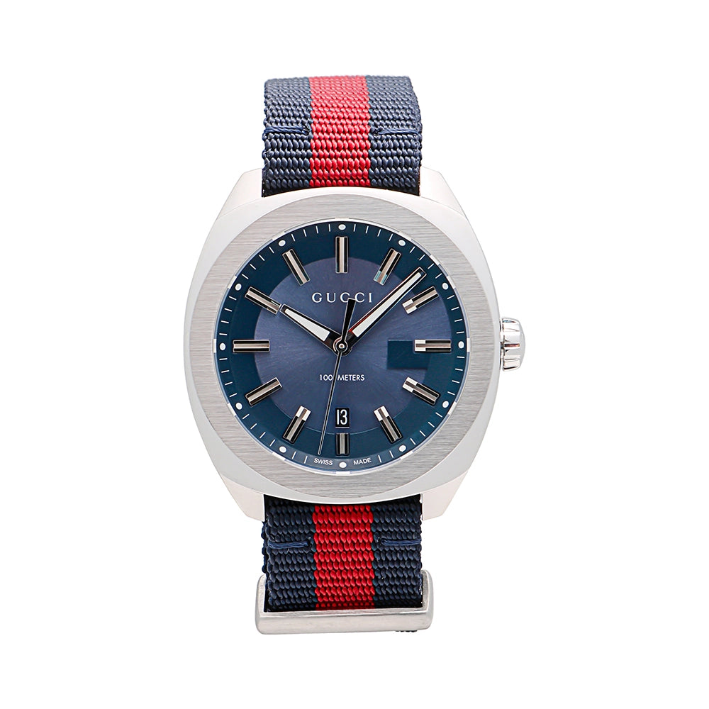 Gucci Stainless Steel Blue Dial Fabric Strap 40mm Quartz