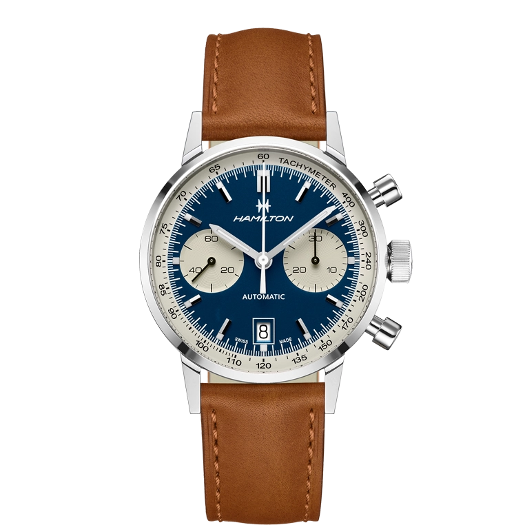 Hamilton Intra-Matic Auto Chrono Watch Brown Leather Strap 40mm