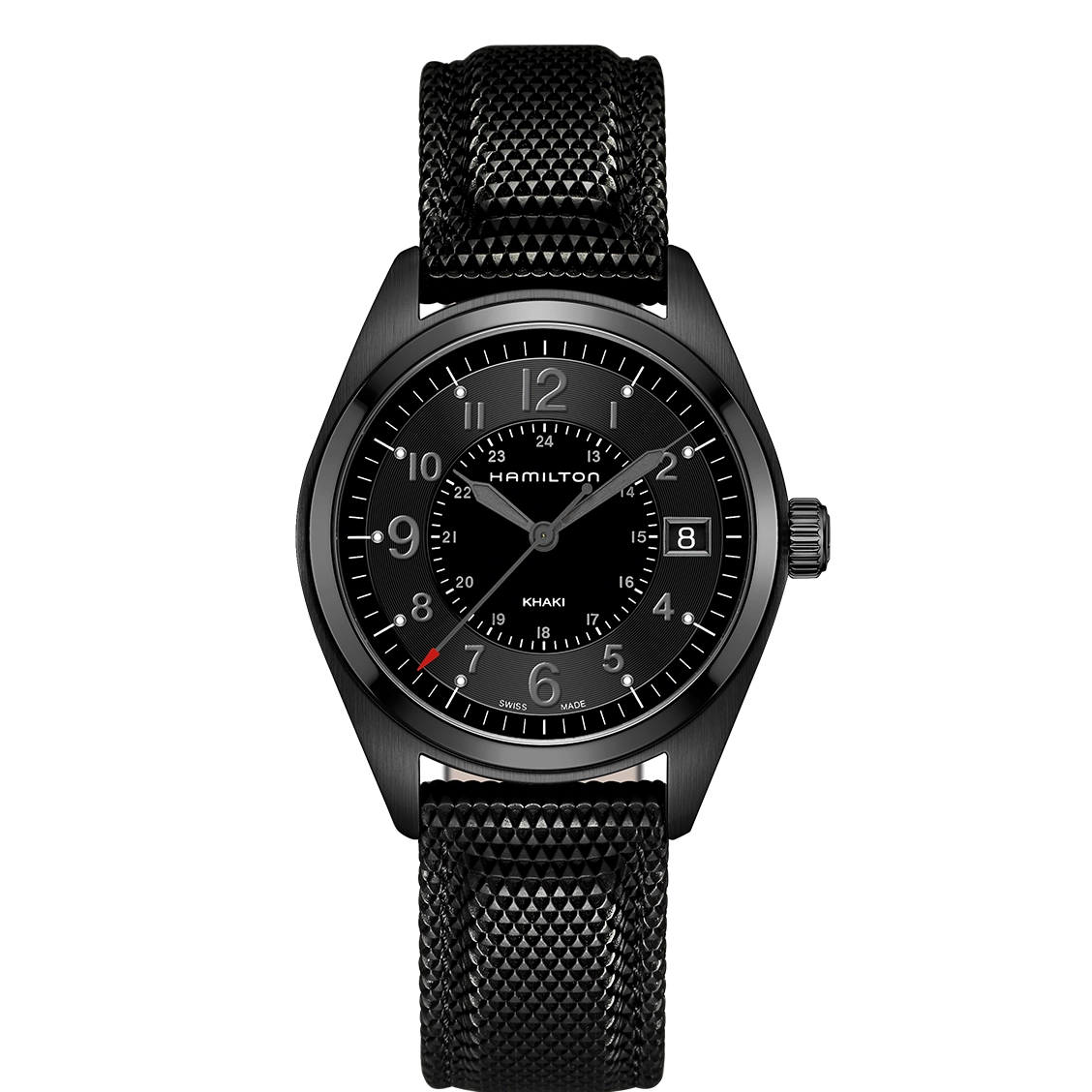 Hamilton Khaki Field Quartz Watch Black Dial Strap 40mm