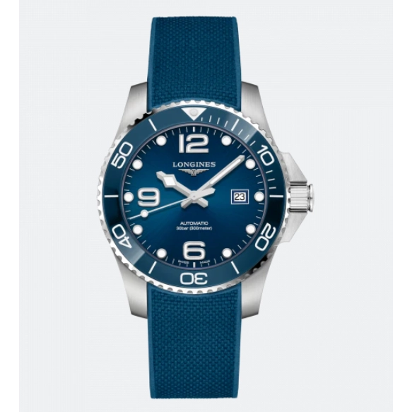 Longines Hydroconquest Stainless Steel Blue Dial Rubber Strap 43mm Automatic